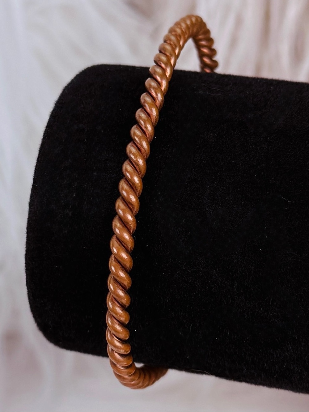 Vintage Twisted Copper Tone Rope Cuff Bracelet Minimalist Unisex Stackable